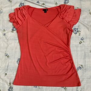 East 5th Coral Ruffle Sleeve Blouse